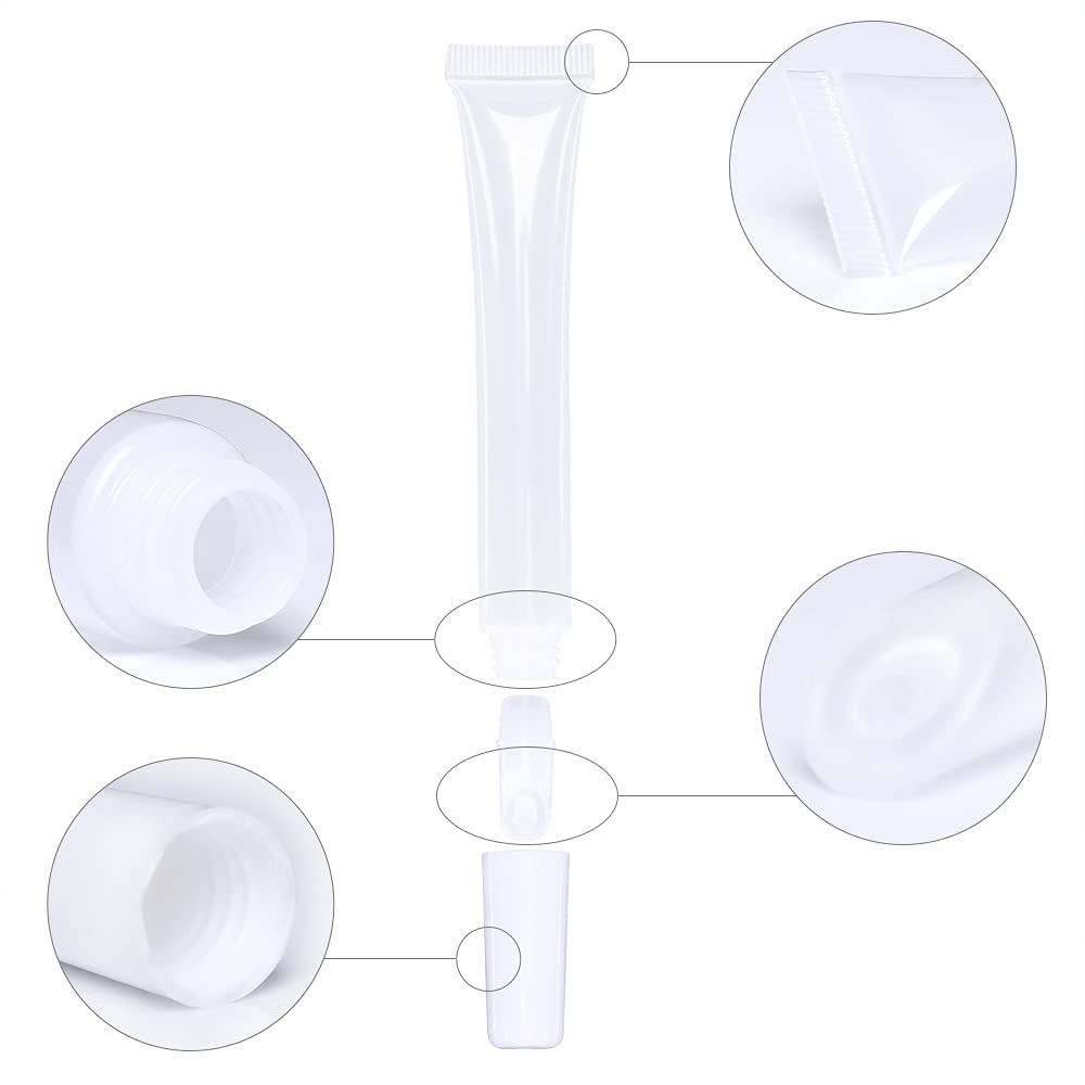 50 PCS Empty long slim 15ml squeeze pink lip gloss tubes lip oil sofe lipgloss tubes (pink lid)