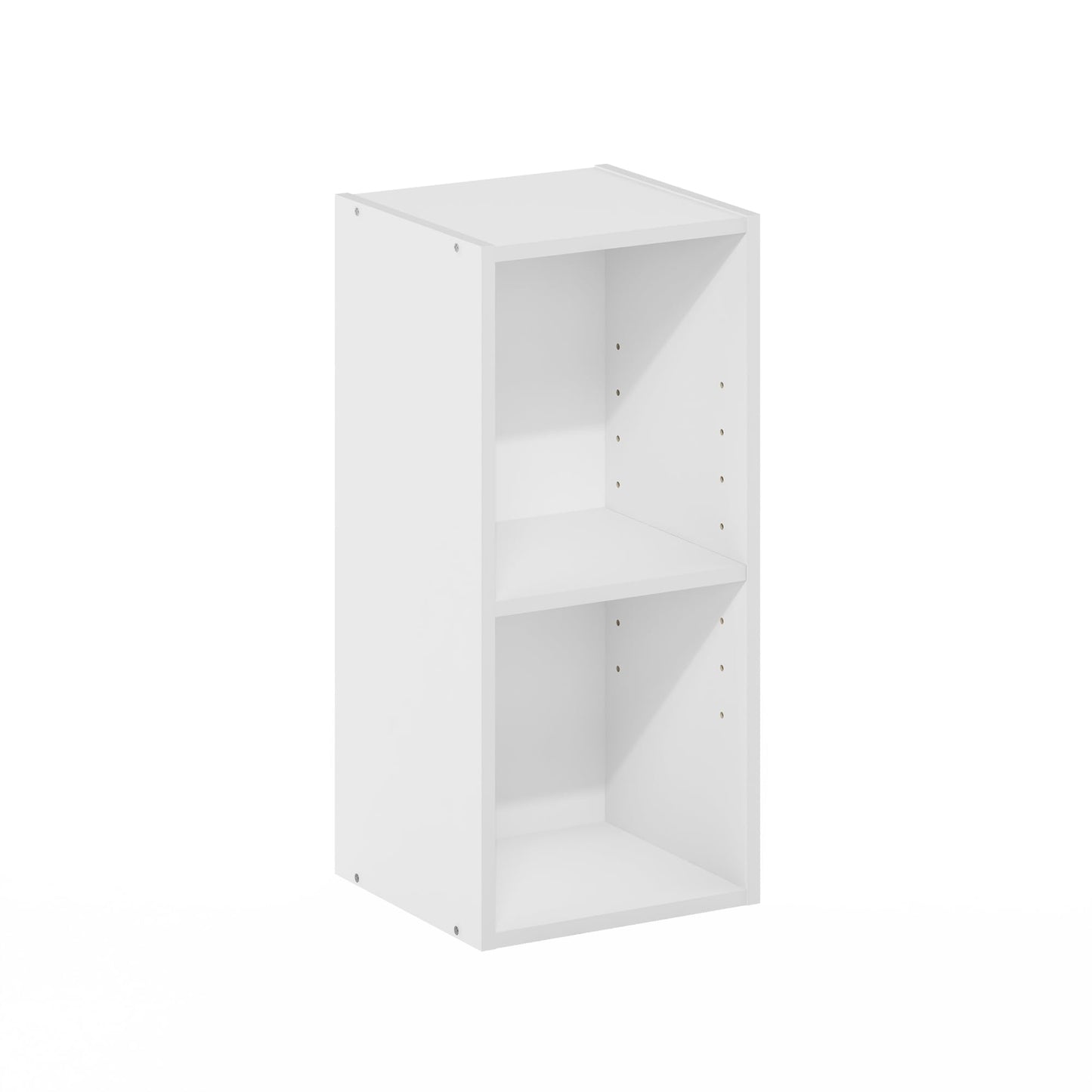 Furinno Fulda Book Shelf, 2-Tier Narrow Bookshelf, Bookcase with 10-in Width Storage Shelf, 9.3 x 9.8 x 21.2, for Living Room, Bedroom, Home Office, White