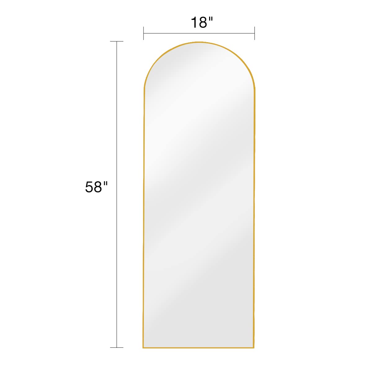 DYNWELL Arched Full Length Mirror, 18x58 in Gold, Wall or Floor Mounted, Bedroom Mirror