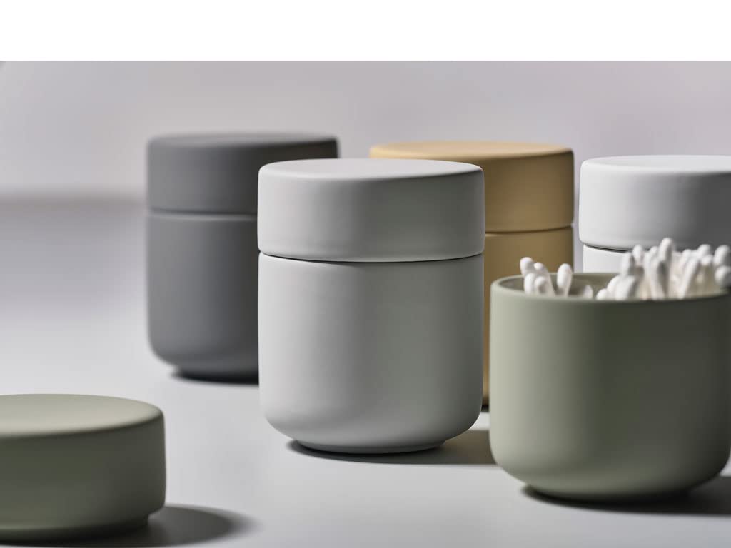 Zone Denmark Ume Taupe Cosmetic Jar - Elegant and Functional Storage Solution for Your Beauty Essentials, Infusing Scandinavian Design into Your Vanity Space (White)