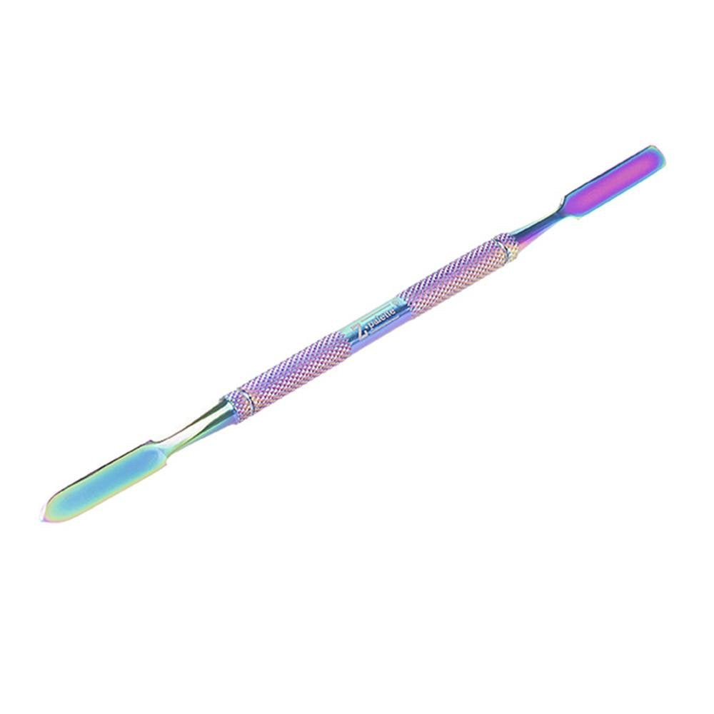 Z Palette De-Potting Spatula, Dual-Ended Multicolor Steel Tool for Makeup Palettes, Empty Magnetic Palette Compatible, Professional Mixing & Blending, Iridescent Finish, 6.5" Length