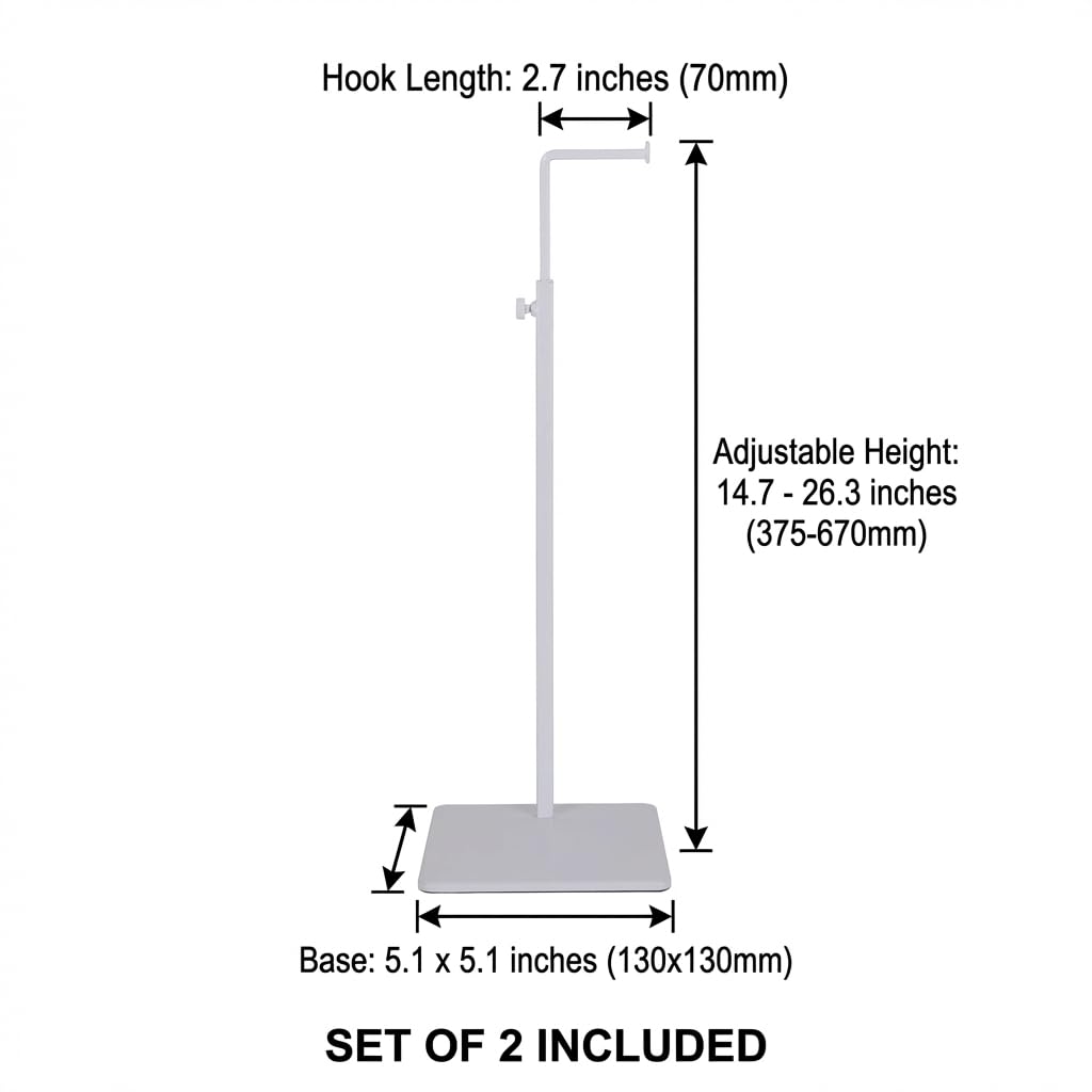 RY DISPLAY 2pack of metal Handbag Rack Display Single Side Adjustable Handbag Display Stand Purse Display Rack (WHITE)