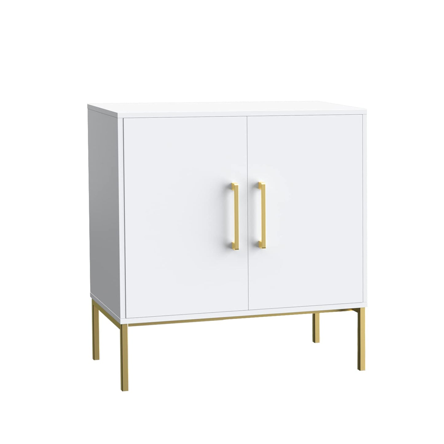 JOZZBY Buffet Sideboard Cabinet with Storage, Modern Wooden Cabinet with Adjustable Shelves, White and Gold Cabinets for Living Room, Kitchen, Hallway