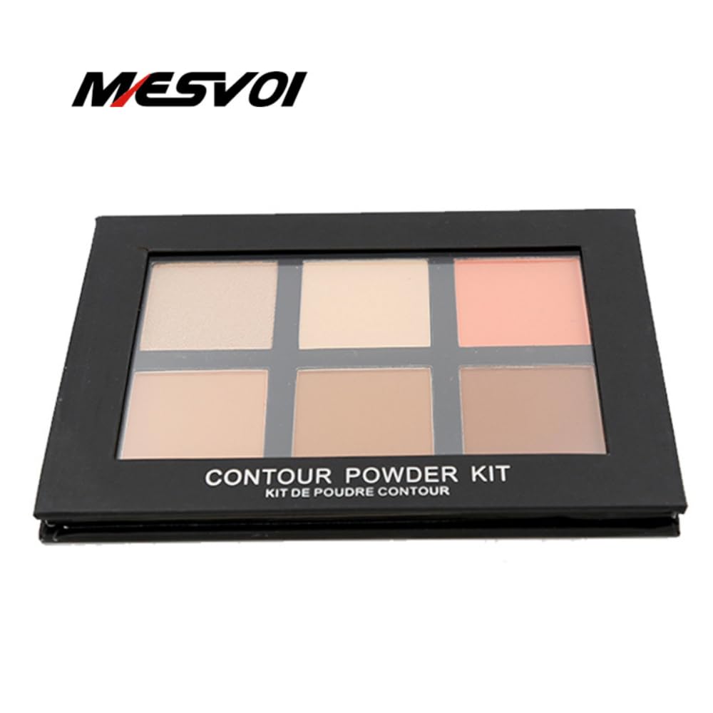 Mesvol 6 Color Contour Powder Kit Foundation Palette Contouring Makeup Kit Highlight Dramatically Sculpt Enhance Features Deep
