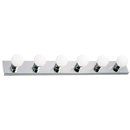 Design House Vanity Lights, 6 Linear Lights, Dimmable, Horizontal or Vertical Use, Uses (6) 60W Bulbs, For Bathroom/Makeup Vanity, Polished Chrome, 36.0 in. L x 4.33 in. H x 2.0 in. D, 500942