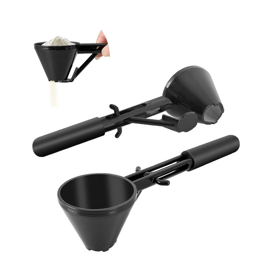 Coffee Scoop and Funnel for Powder - Water Bottle Funnel Pre Workout Scoop for Protein 2 Pack Slide Bottom Measuring Filling Scoop for Coffee Grounds and Powder