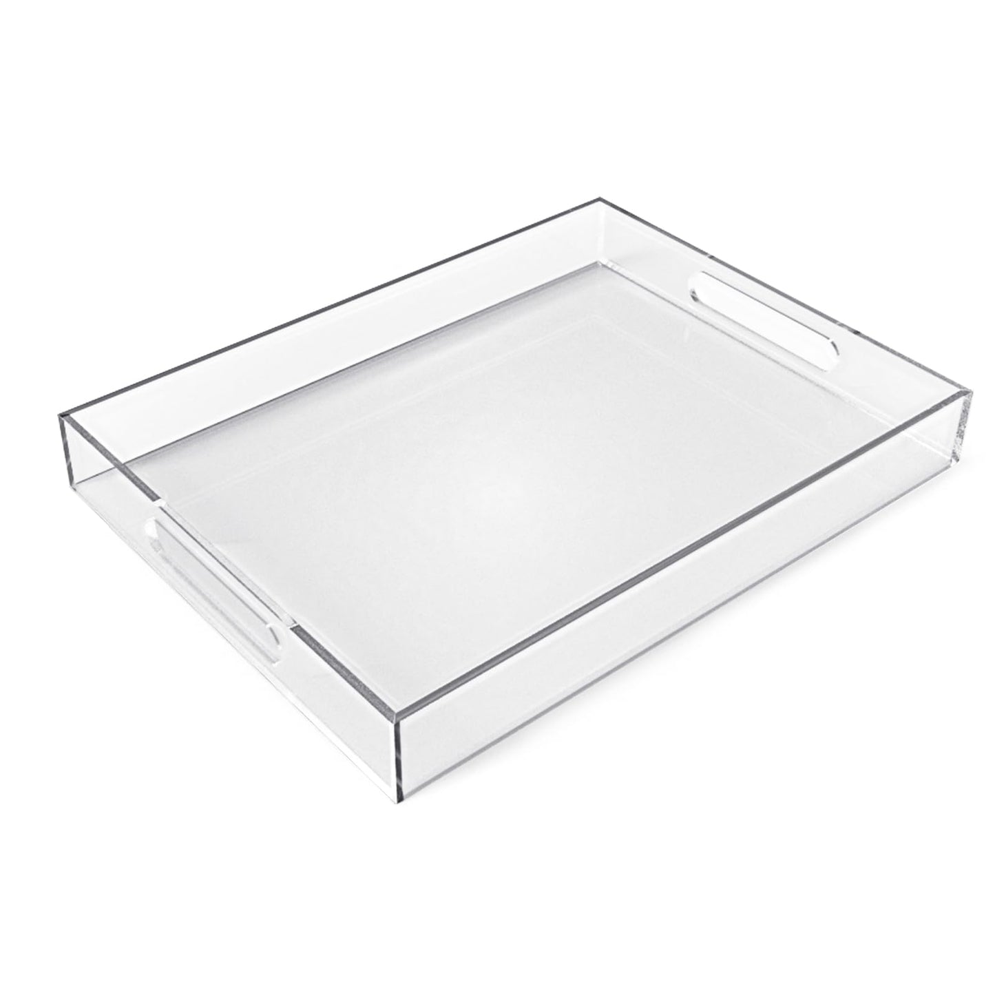 Allhercom 12"x16" Acrylic Serving Tray with Handles, Spill Proof Clear Decorative Tray, Lucite Tray for Coffee Table, Vanity, Makeup Organizer