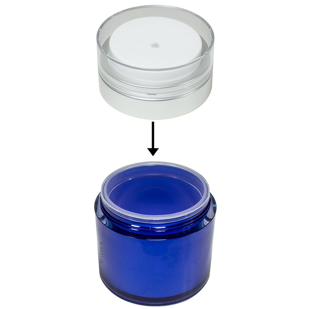 1.7 oz / 50 ml Acrylic Plastic Airless Blue Jar (2 pack)