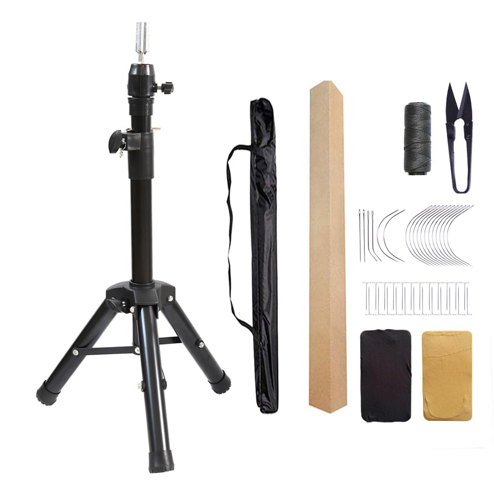 YANTAISIYU Wig Stand Tripod for Mannequin Head Stand Adjustable Wig Head Stand Holder for Wigs Canvas Block Head
