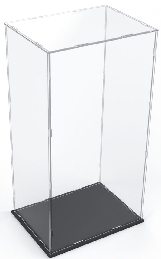DuvinDD Acrylic Display Case for Large Collectibles, 29 inch Tall Clear Display Box for Lego NASA Artemis 10341 42221, for Bearbrick 1000% Doll, Dustproof Protective Showcase with Black Base