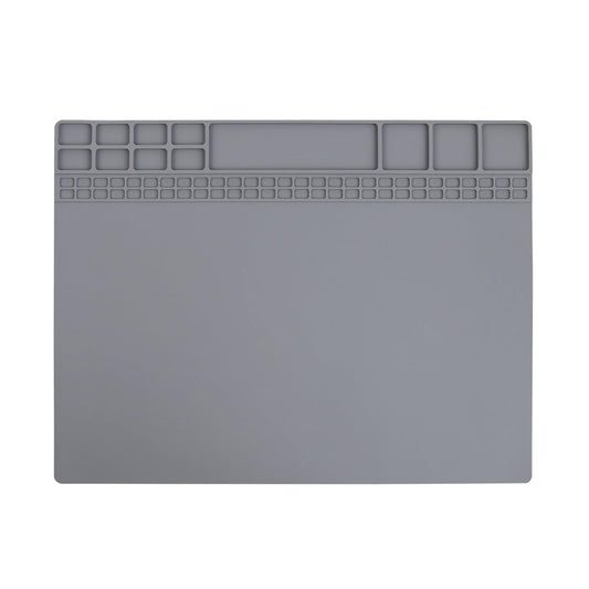 Heat Insulation Soldering Mat - Magnetic Silicone Work Mat, Silicone Soldering Mat for Soldering, Computer, Cell Phone, Watch Repair, BGA Soldering Gun Iron Workbench Protection (15.9''×11.9'') - Gray