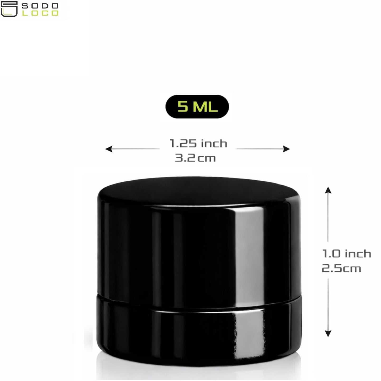 (200 Pack) 5ml Thick Black Glass Jars with Black Child Resistant Lids - UV Resistant - Storage for Oil, Lip Balm, Wax, Cosmetics - Mini Child Proof Container