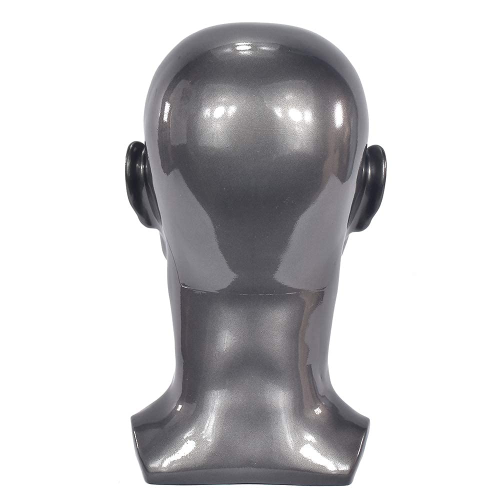 Ba Sha PVC Mannequin Head Black Male Manikin Dummy Stand Model Display Hat Scarf Wigs Hair Glasses Hat Beauty Styling Tool with Mount Hole L30HH