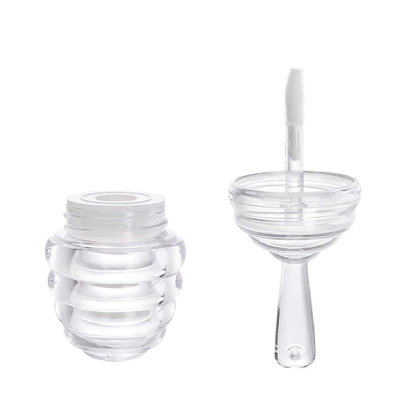 DEAYOU 30 Pack Empty Lip Gloss Tubes with Wand, Honey Pots Shaped Refillable Plastic Lipgloss Containers, Clear Lipstick Brush Bottles for Women DIY Makeup, Lipgloss Making Kit, 0.2OZ/ 6ml