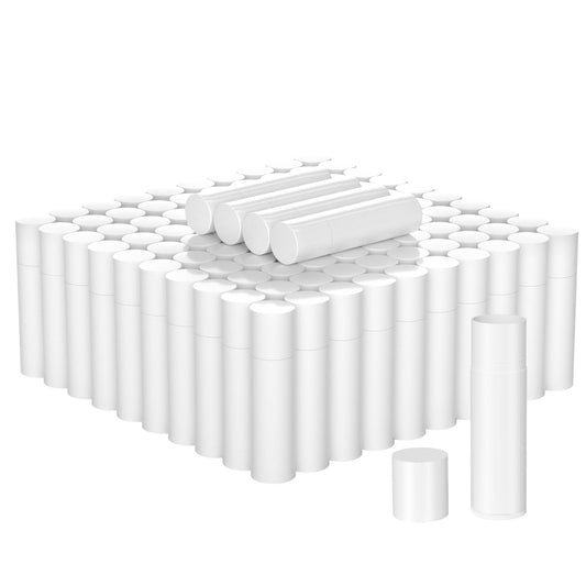 Zenihol Empty Lip Balm Tubes for DIY Lipstick with Leak-proof Caps, 100-Pack Lip Balm Containers BPA Free, White