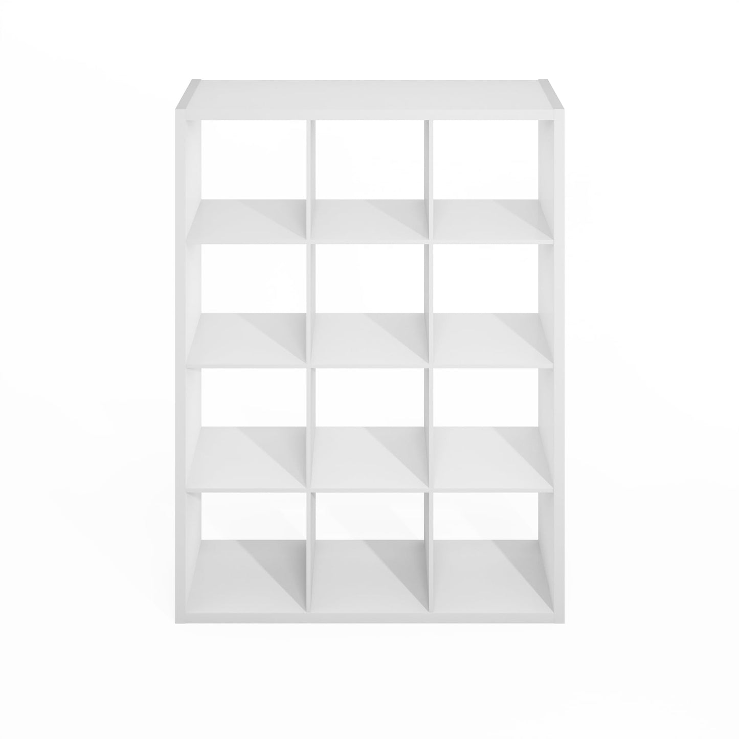 Furinno Simple Cube Storage Organizer, 12-Cube Display Shelf, Open Back Shelving Unit, Storage Shelves, Extra Thick Frame, for Organization and Storage, Living Room, Home Office, White