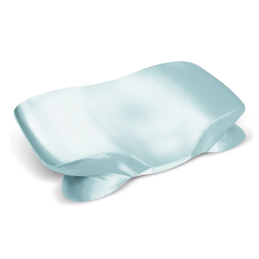 Satin Pillowcase for Cervical Pillow, Ergonomic Case, Smooth & Silky Soft Sleeping Pillowcase, Light Blue Pillow Cover with Zipper