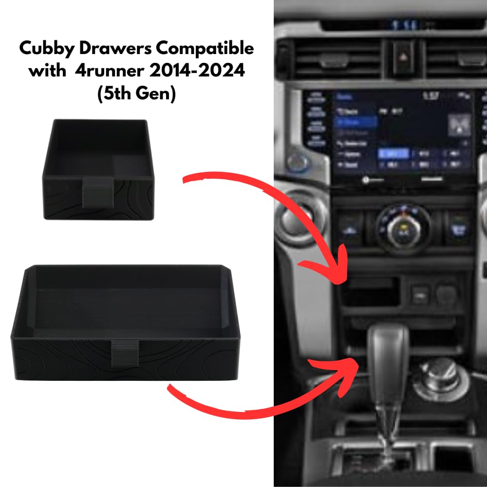 NIVERCE Cubby Drawers for Toyota 4Runner 2014-2022 2023 2024 present Models Accessories | Topographic Front | Storage Solution for 5th Gen 4Runner