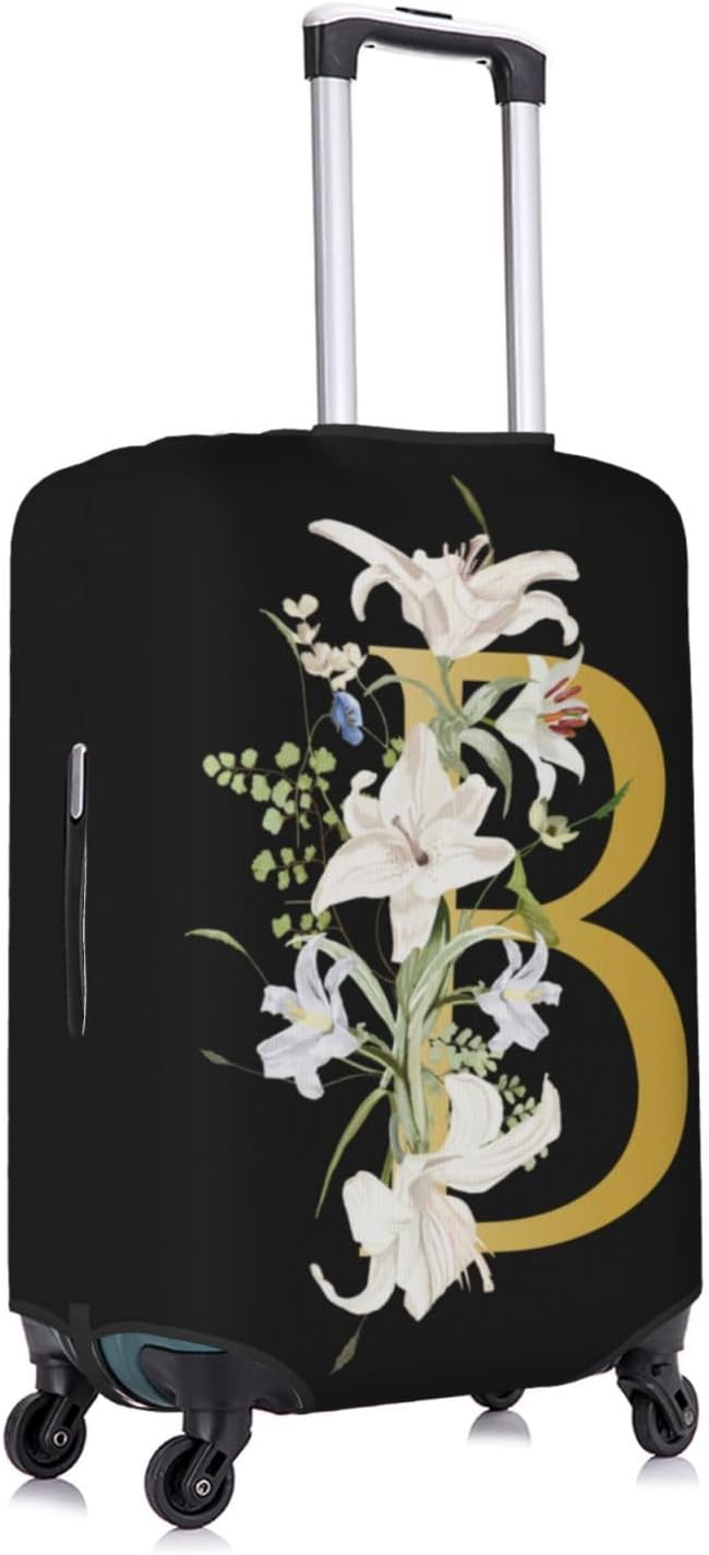 Decorative B Suitcase Protectors Elastic Washable Luggage Covers With Concealed Zippers For 18-32 Inch Luggage (Size L: Fits 25-28 Inch)