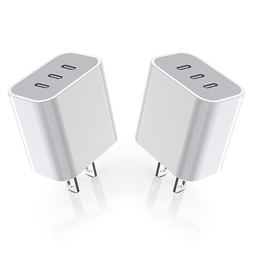 iPhone 16/17 Charger Block,USB C Charger [2 Pack] 35W 3-Port Wall Cube Fast Type C Charging Block PD Power Adapter for iPhone 17/17 Pro Max/16/16Pro/15/15Pro/14 Pro Max/13/12/11, iPad,Galaxy,Pixel 4/3