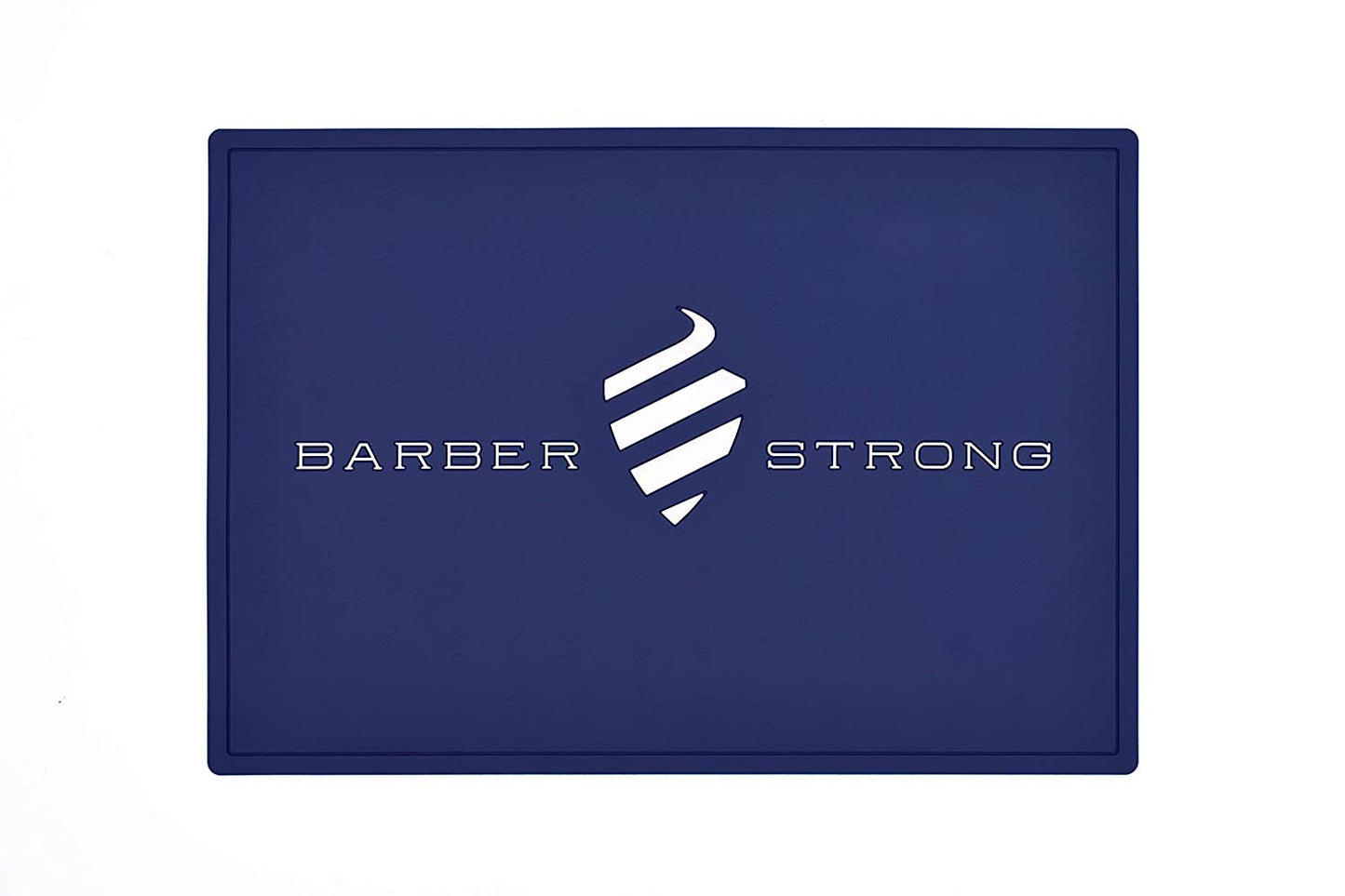 Barber Strong The Barber Mat, Countertop Workstation Mat for from Hair Cutting Tools and Accessories, Extra Grip for Slip-Prevention, Blue w/White Logo