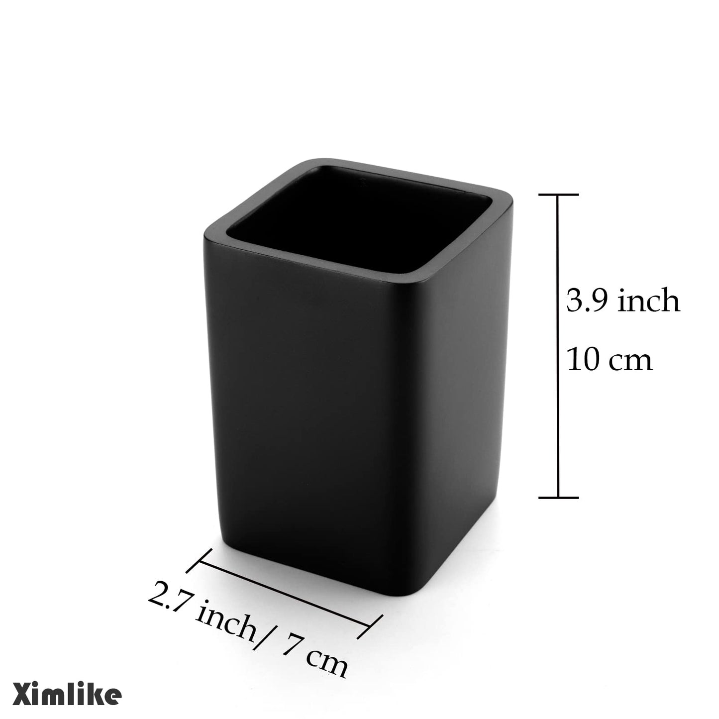 XIMLIKE Matte Black Tumbler Cup for Bathroom, Toothbrush Holder for Vanity Countertop Makeup Brushes Holder Pen Container Organizer Resin