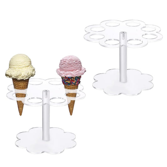 HOBBIESAY 2 Sets 8 Hole Flavor Cartridge Holder 1.18 Inch Hole Acrylic Ice Cream Display Stand Round Clear Flavor Cartridge Storage Rack Support Shelf Accessories for Kitchen Storage Party