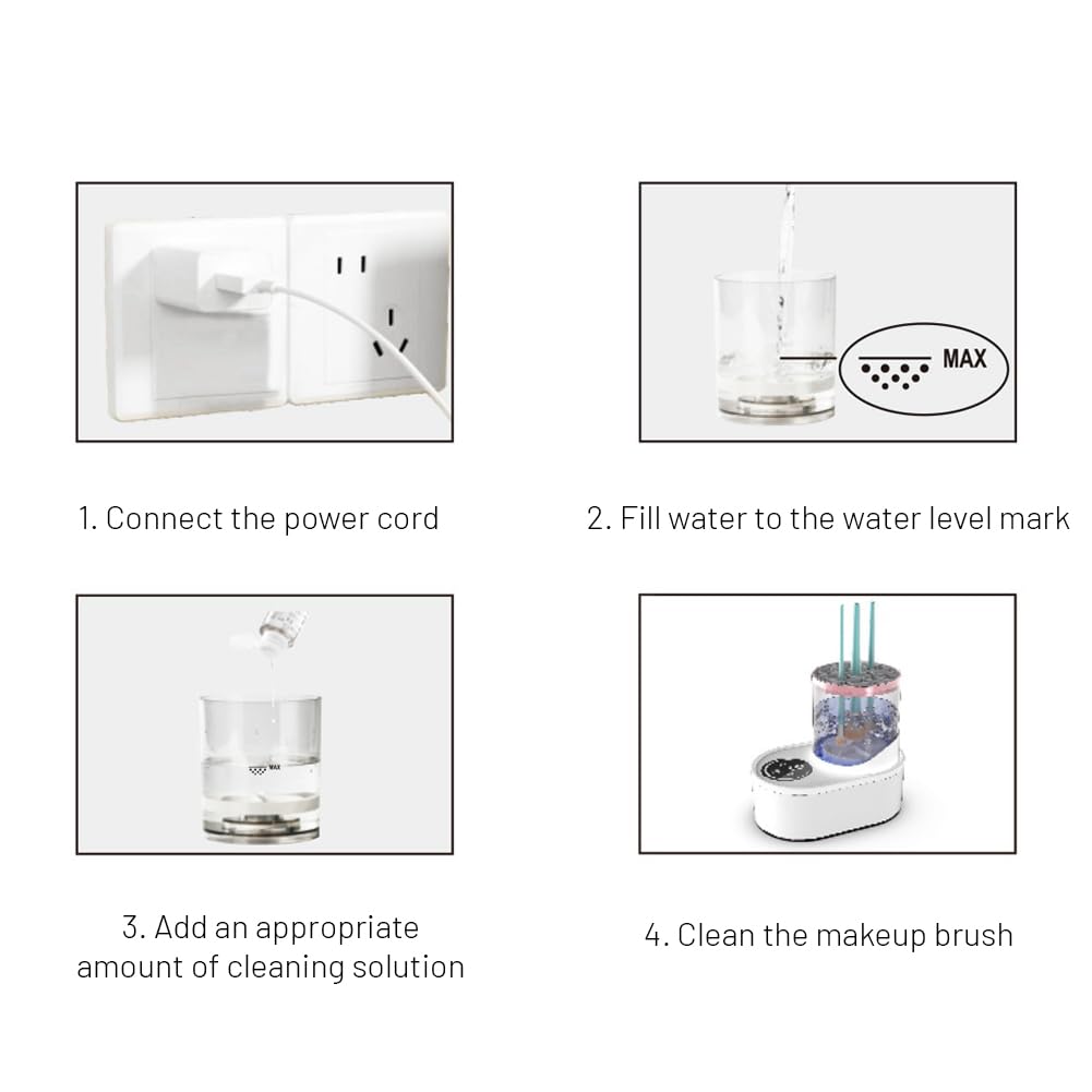 Glomora 3 in 1 Electric Makeup Brush Cleaner and Dryer Machine, Automatic USB Rechargeable with High Speed Rotation, Transparent Storage Case for Home, Model HZ-008
