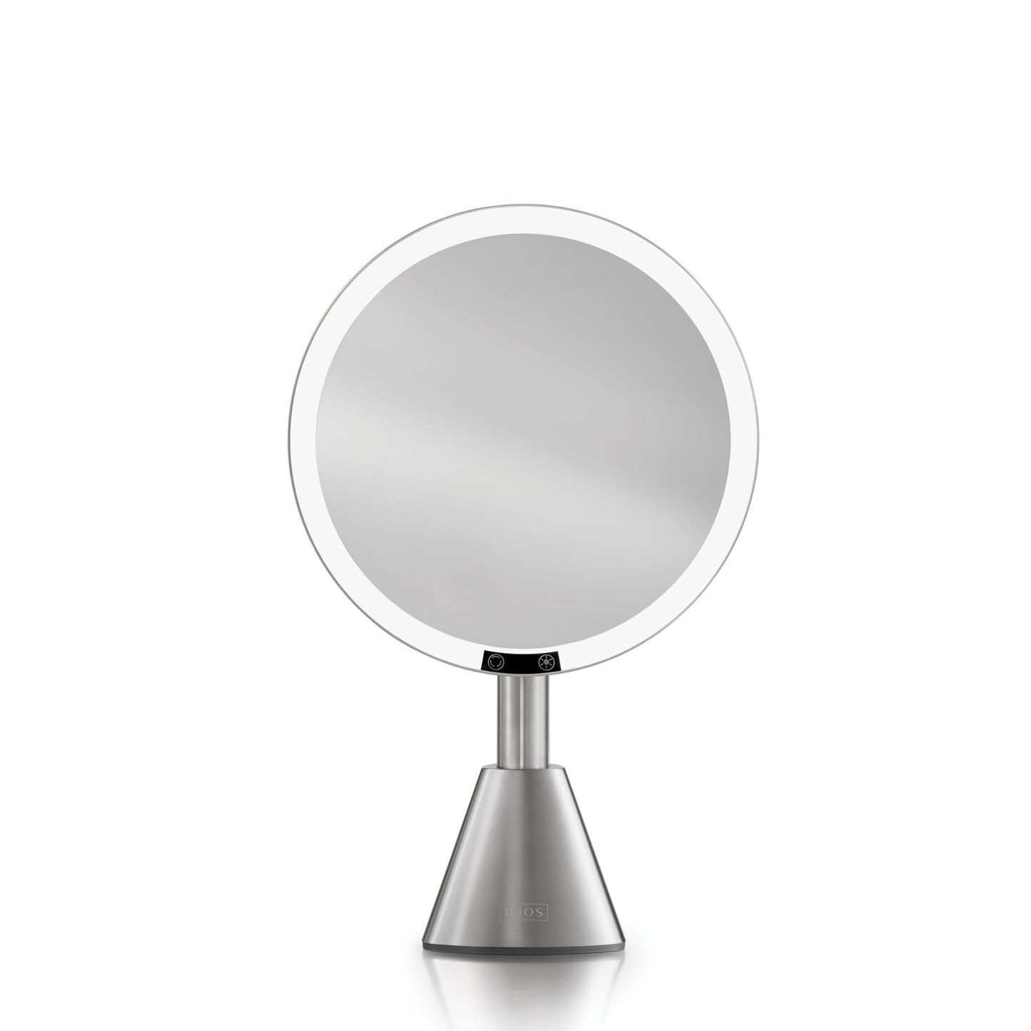 Ilios Lighting 9" Lighted Makeup Mirror with 5X Magnification – Rechargeable LED Vanity Mirror, Adjustable Lighting (3200K–6500K), 1000 Lux Brightness, Stepless Dimming (Silver)