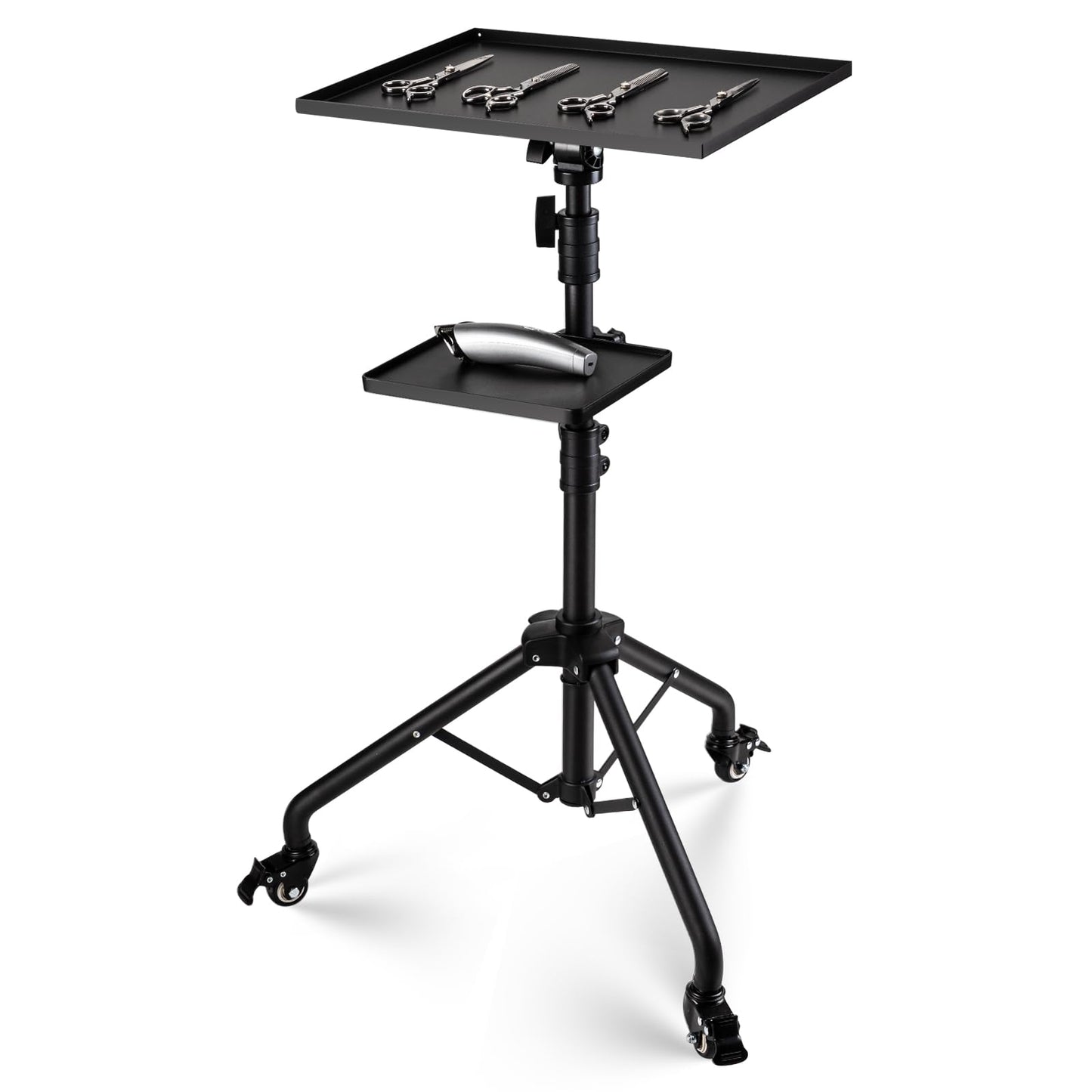 Noverlife Salon Tray Cart on Wheels with Storage Platform, Tattoo Rolling Tray Height Adjustable Salon Service Cart, Iron SPA Rolling Trays Portable Tattoo Table Stand for Dental