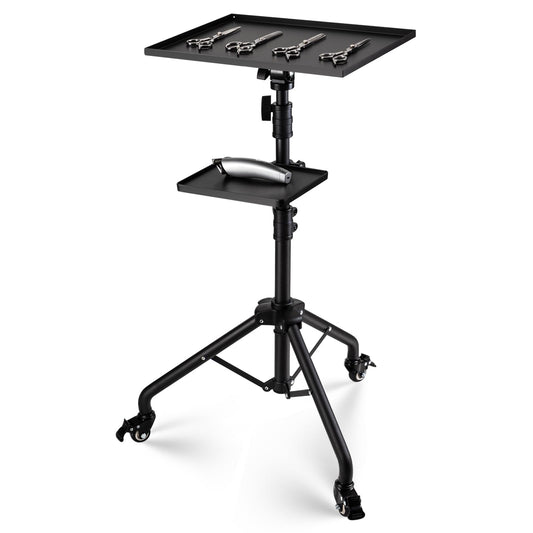 Noverlife Salon Tray Cart on Wheels with Storage Platform, Tattoo Rolling Tray Height Adjustable Salon Service Cart, Iron SPA Rolling Trays Portable Tattoo Table Stand for Dental