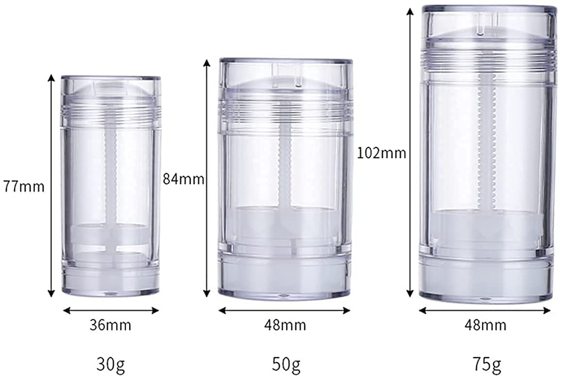 Healthcom 10 Pcs 30ml Plastic Deodorant Containers Round Lip Balm Tubes Twist-up Filling Stick 1 Oz Refillable Plastic Deodorant Bottles Cosmetic for DIY Deodorant Lipstick Crayon Chapstick(White)