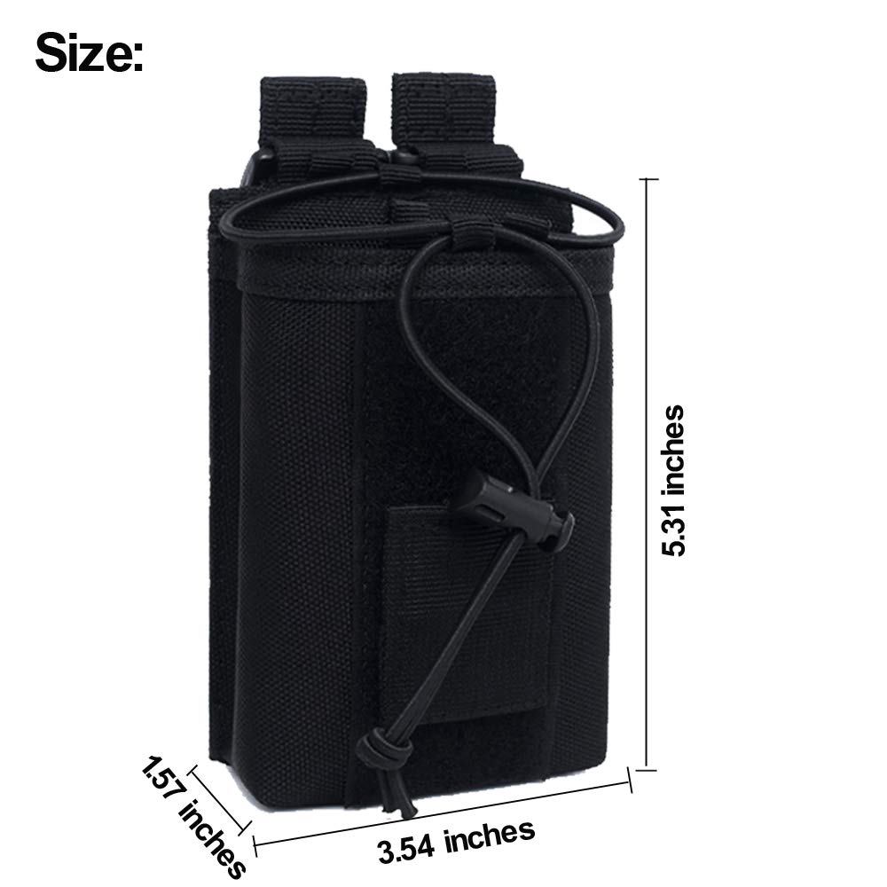 Radio Pouch - 1000D Tactical Molle Adjustable Two Way Radios Holder Bag Case for Walkie Talkies (2 Pack Black+Tan)
