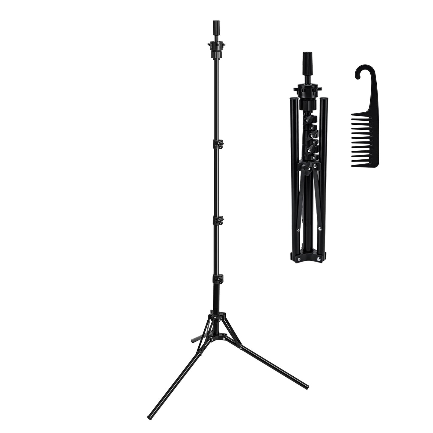 Aofadaning Mannequin Head Stand,Adjustable Wig Stand Tripod Height Adjustment(20-60Inch) Reinforced Metal Mannequin Stand For Cosmetology Hairdressing Training With Free One Wide Tooth Comb