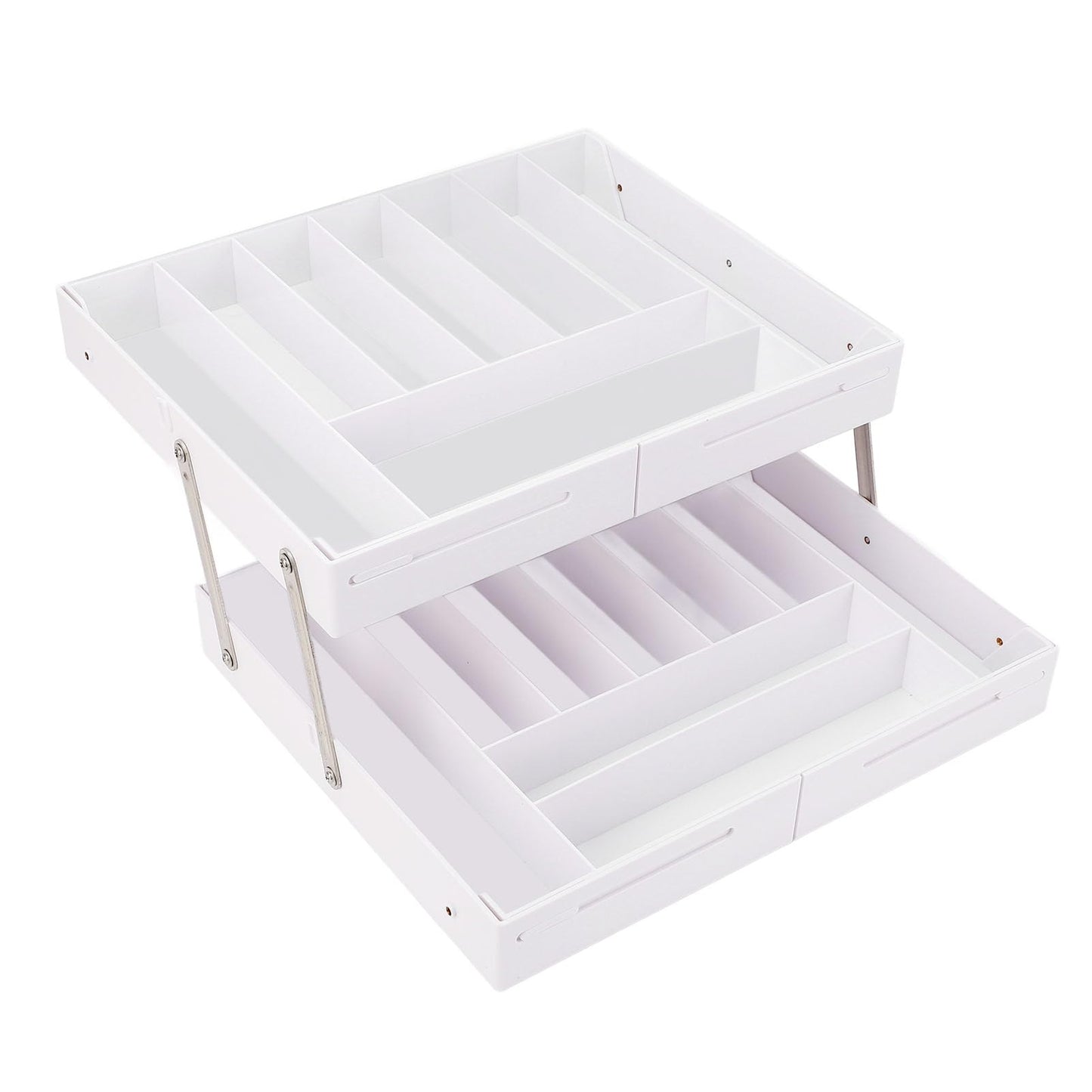 Extra Large and High Drawer Organizer, 2 Tier Smart Expandable Desk Organizer, Multi Level Junk Drawer Organizer for Makeup, Jewelry, Desk, Office Drawers (White)