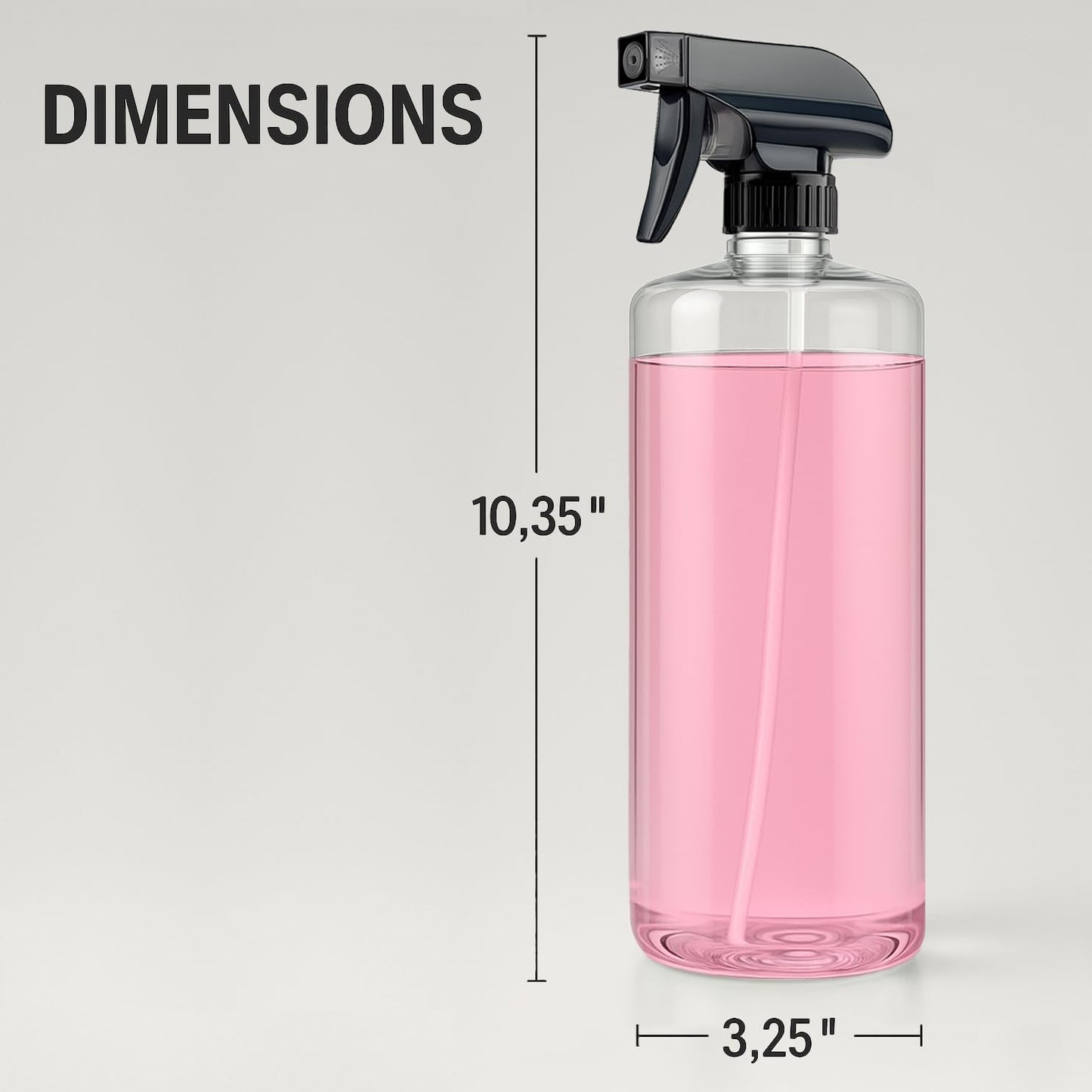 Bar5F Plastic Spray Bottles with Trigger, 32 oz | Leakproof, Empty, Adjustable Fine to Powerful Sprayer, Refillable | Water Plants, Cleaning Solutions | Crystal Clear | Pack of 3 (Medium)