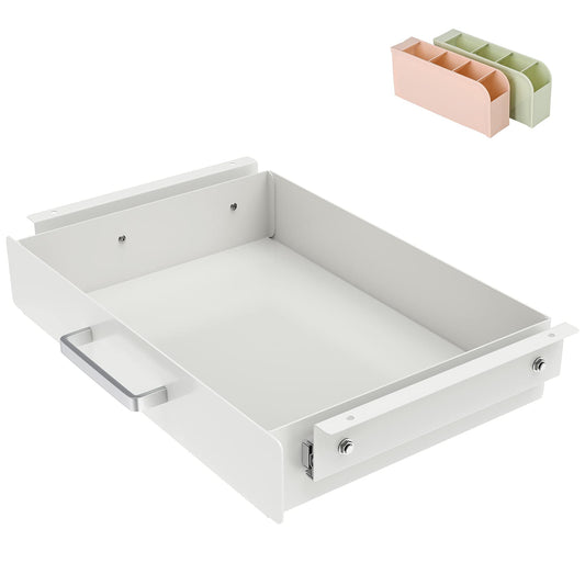 Gome Under Desk Pull-Out Drawer - Storage Organizer Office Mounted, Easy Slide-Out Pencil Drawer for Saving Space, Ideal for Sit-Stand Workstation