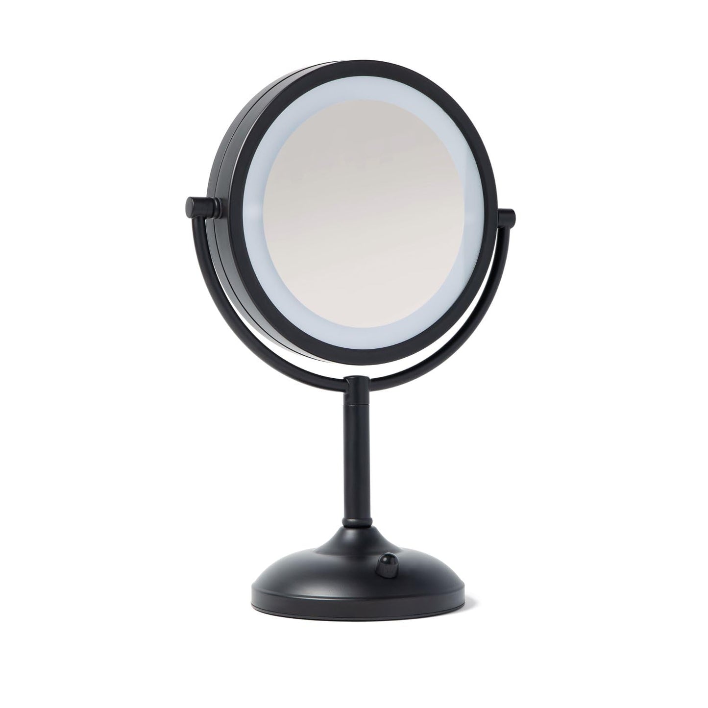 JERDON Lighted Tabletop Mirror with 10X/1X Magnification - Black Makeup Mirror with Multiple Light Settings - 8.5-Inch Diameter Vanity Mirror - Model JS8510BK