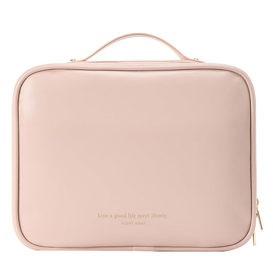 RIGHT AWAY Travel Toiletry Bag for Women, Makeup Bag& Cases, Waterproof Makeup Organizer Cosmetic Bag with Compartments,Portable Make Up Bag for Travel Size Toiletries,Skincare,Brushes Set,Pink