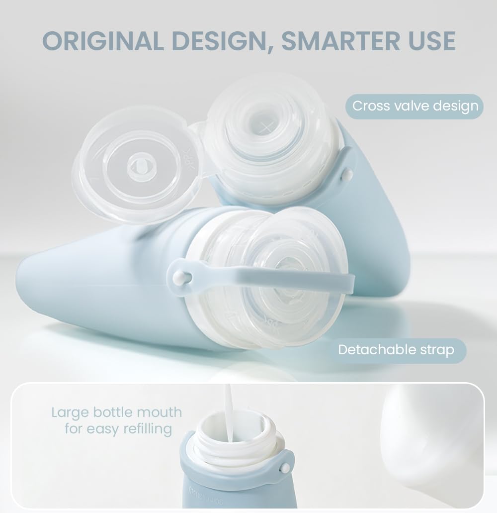 Travel Bottles for Toiletries, TSA Approved 3oz Container, High-Effeiciency Leak-Proof Ultrasonic Technology, Silicone Refillable Squeezable Travel Accessories for Shampoo Conditioner Lotion (3 Pcs)