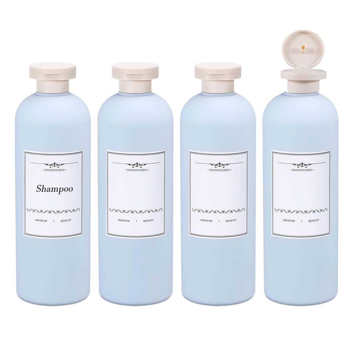 ASEVAT 13.5oz 4pack Refillable Travel Shampoo and Conditioner Bottles, Travel Size containers, Travel Bottle for toiletries, Squeeze Bottles with Flip Cap, Empty Plastic Leak Proof Travel Bottles