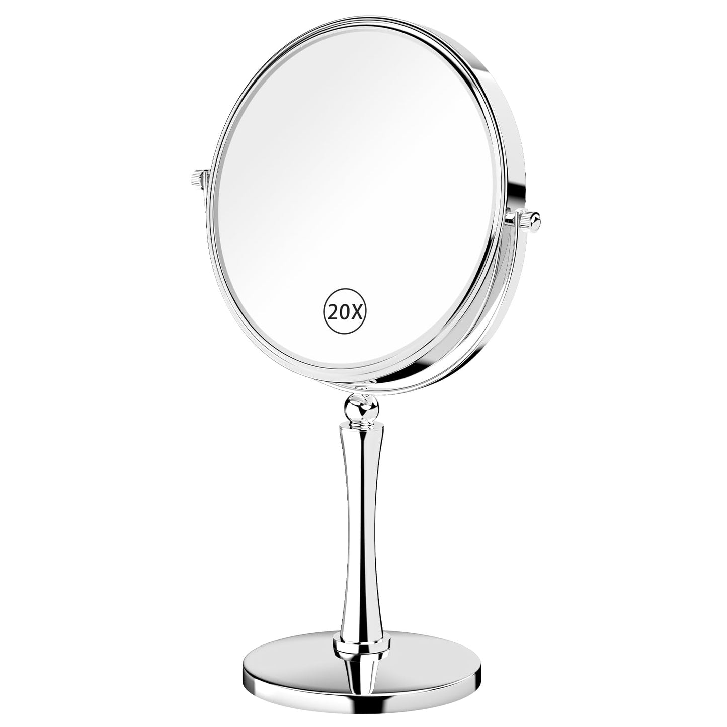 GURUN 8-inch Tabletop Makeup Mirror, 1X/20X Magnifying Vanity Mirror, 360° Rotation Dual-Sided Makeup Mirror, Ideal for Women Mom Chrome Finish M2310(8in,20X)