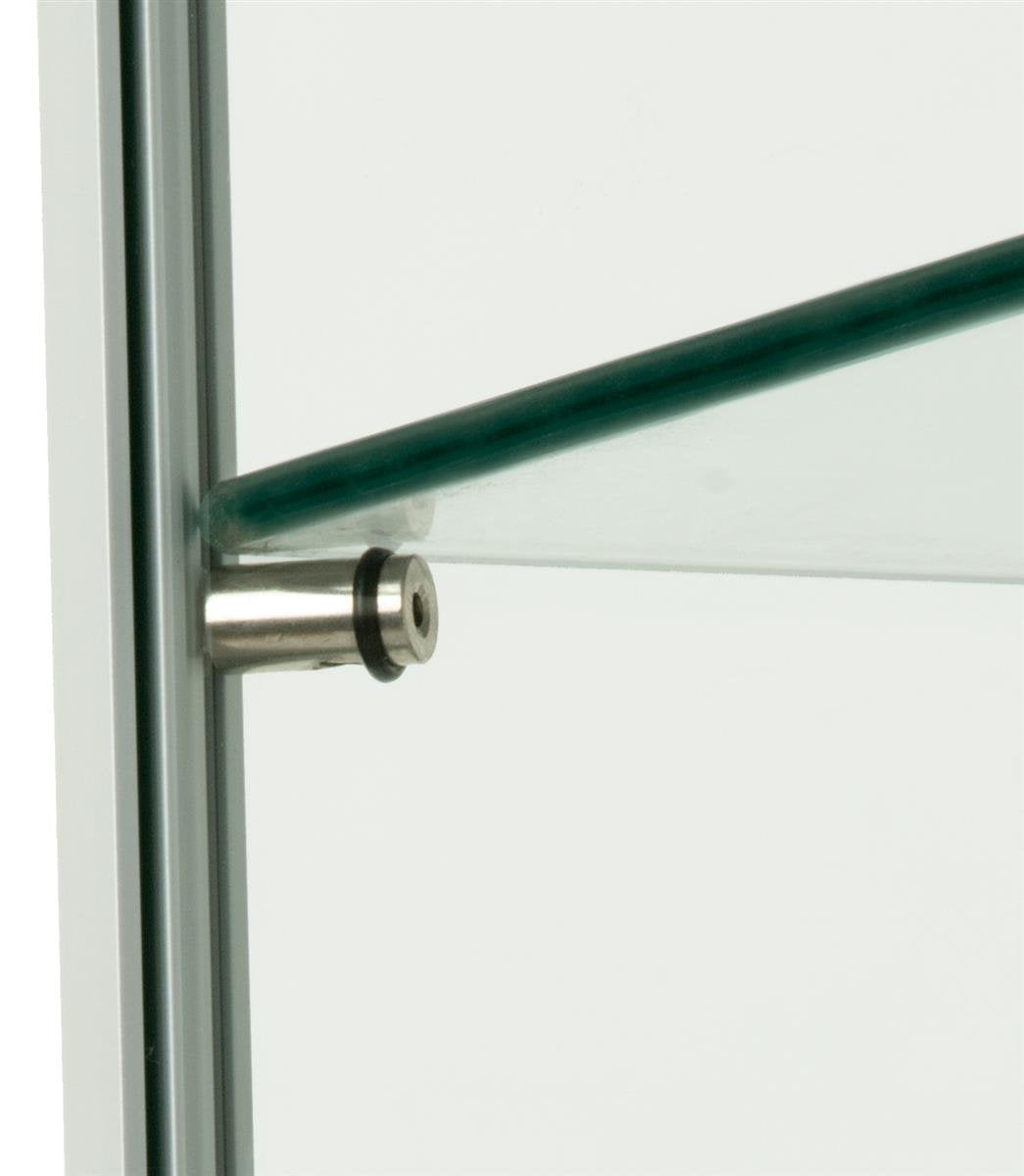 Displays2go Full Vision Lighted Cabinet, Laminated MDF, Aluminum & Tempered Glass Build – Silver Finish (193CPLEDSL)