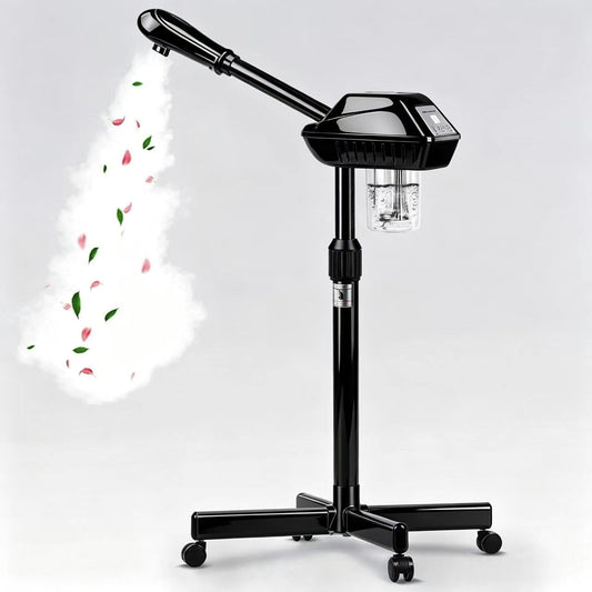 Facial Steamer Professional with More Steam for Deep Cleansing and Hydration, Face Steamer on Wheels with Time Setting, Estheticians Steamer Adjustable Height for Beauty, Spa and Home Use