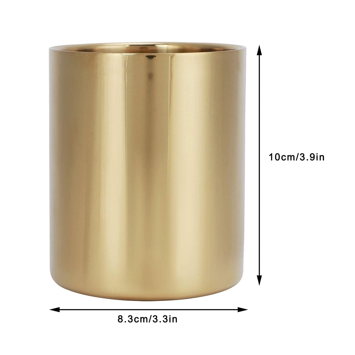 Beufee Pencil Holder, Pen Holder Makeup Brush Holder Gold Pen Pencil Holder Pencil Cup Holder Desk Organizer Table Vases Flower Pot Stainless Steel Makeup Brush Holder For Office Home Gold
