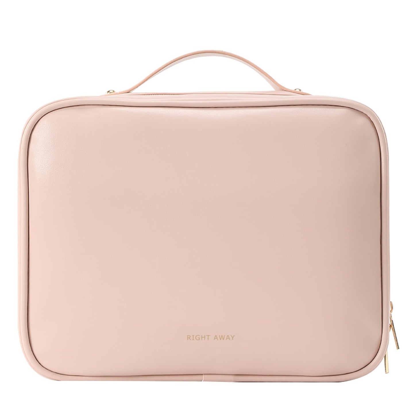RIGHT AWAY Travel Toiletry Bag for Women,Large Makeup Bag& Cases,Waterproof Cosmetic Organizer Bag with Compartments,Portable Make Up Bag for Travel Size Toiletries,Skincare,Brushes Set,Pink