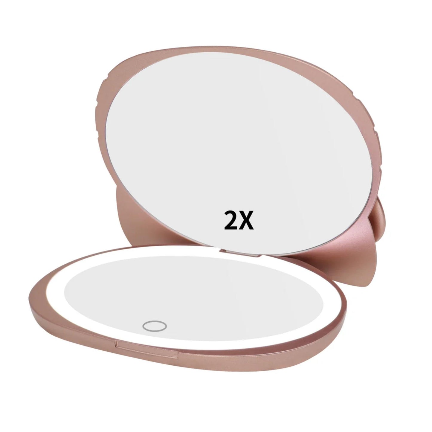 Impressions Vanity Hello Kitty Kawaii Compact Mirror with Touch Sensor Switch for Adjustable Brightness, Lighted Makeup Mirror with LED Lights and 2X Magnifying Mirror (Rose Gold)