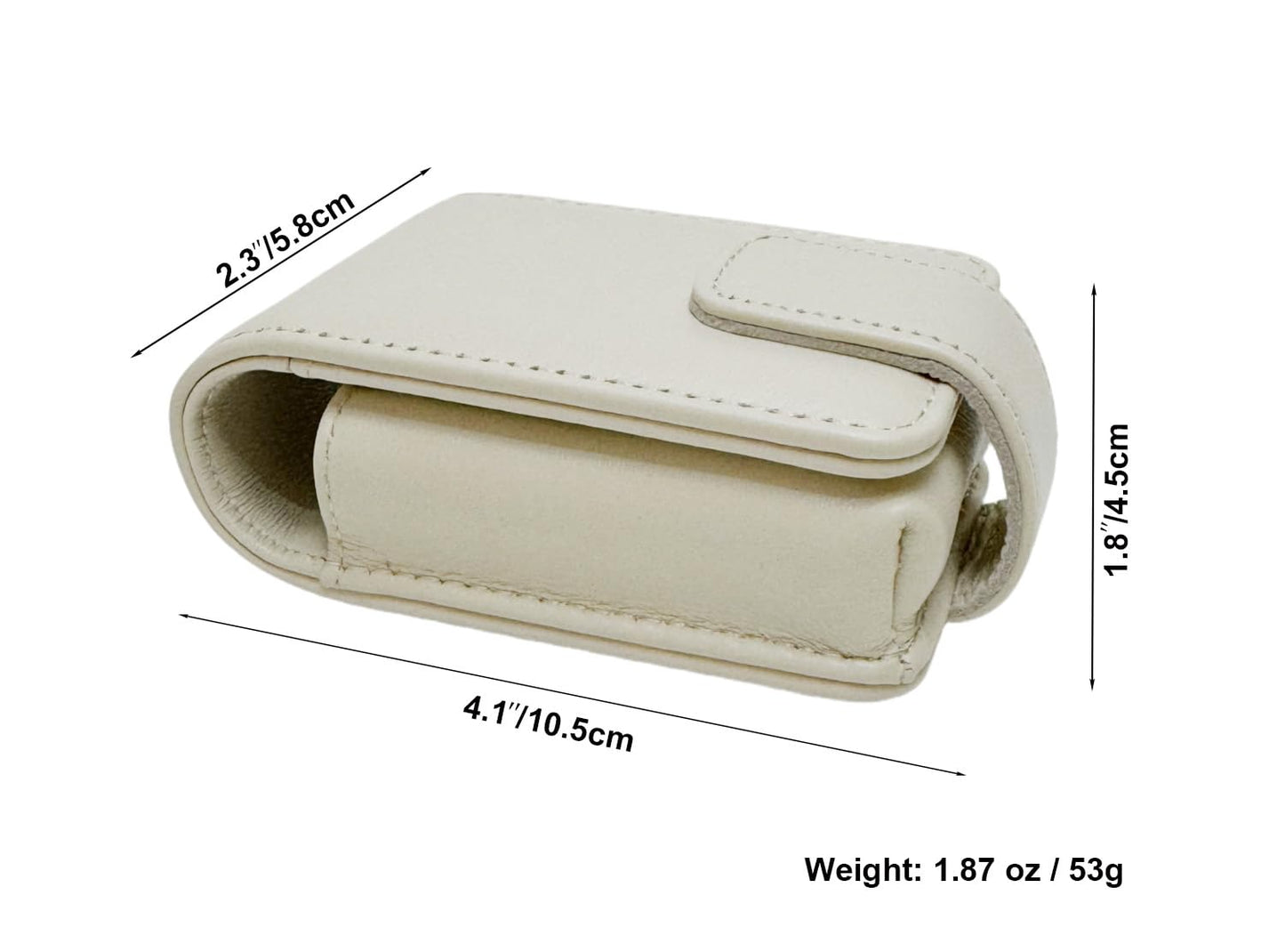 AgentMoon Handheld Lipstick Pouch with Mirror,Genuine Leather Lip Balm Case with Clamshell Magnetic Hidden Clasp.Portable Travel Cosmetic Case for Women Gift. 4.1x2.3x1.8 inches (Off-white)