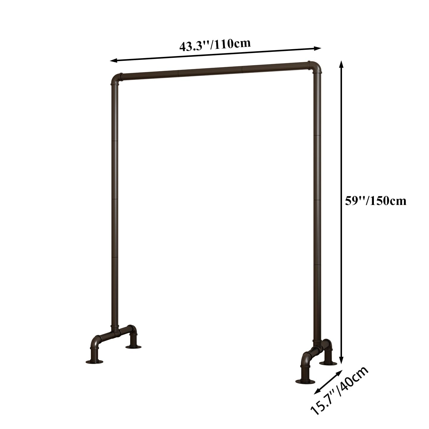 HAOVON Industrial Pipe Clothing Rack,Retail Clothing Racks for Boutiques,59'' Metal Clothes Rack,Heavy Duty Clothes Racks for Hanging Clothes (Black)