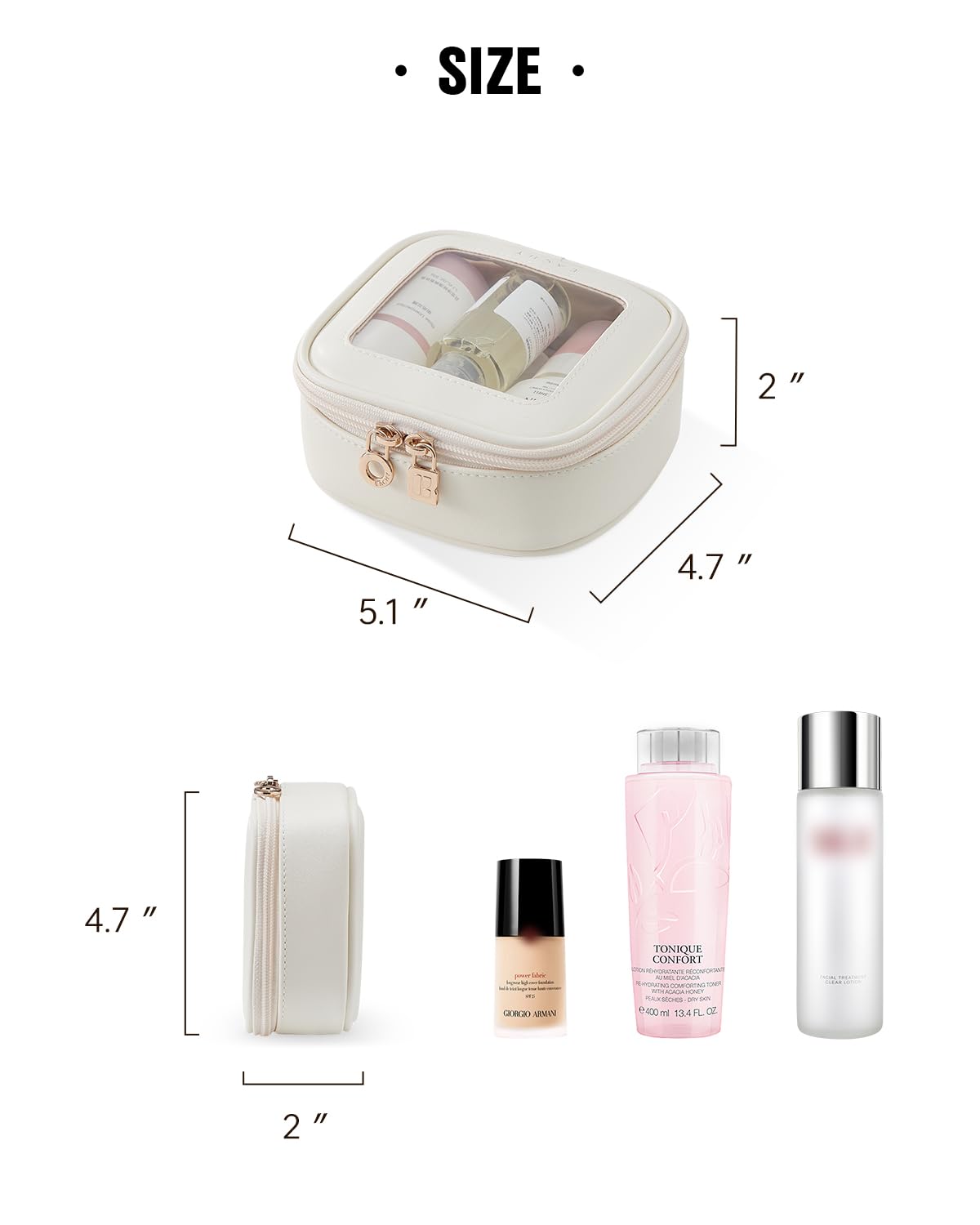 EACHY Clear Makeup Bag，Waterproof TSA Approved Toiletry Bag with Zipper for Women, Make Up Organizer and Skincare Pouch, Portable Car or Purse Bag for Travel Essentials